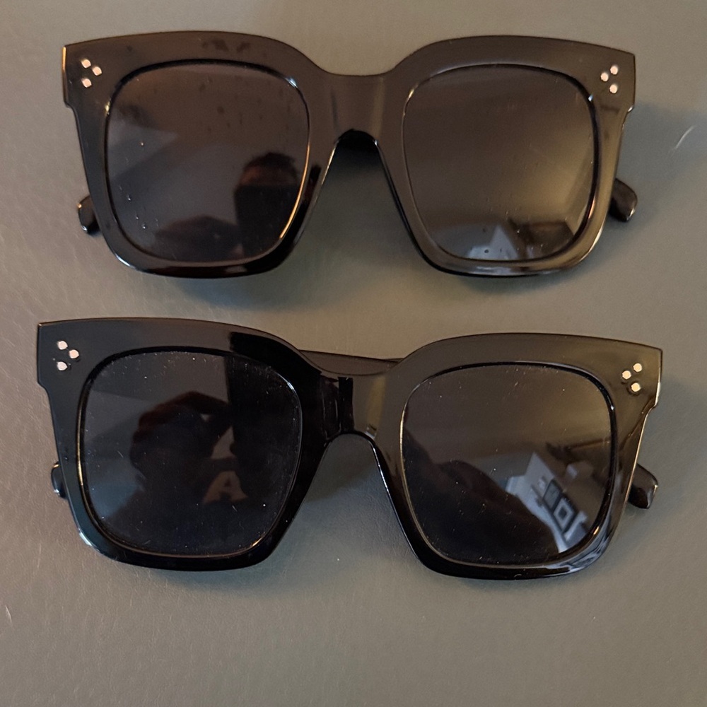 Stylish Black Square Sunglasses zero Uv oversized black out shades set of 2